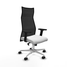 PIQUERAS Y CRESPO Sillón Albacete Blanco y Negro con Mecanismo Sincro y Base de Aluminio