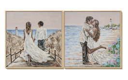 DKD Home Decor Cuadro Lienzo PS 100x4x100 Pareja Playa (Set de 2)