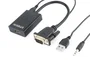 Gembird A-VGA-HDMI-01 Adaptador VGA a HDMI con Audio Jack 3.5mm y Alimentación USB, 1920x1080 60Hz, Cable 0.15m, Negro