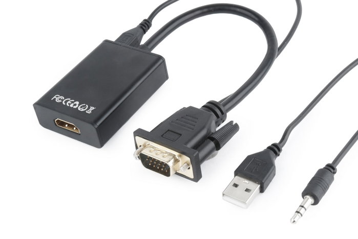 Gembird Adaptador VGA a HDMI con Audio Jack 3,5 mm Negro A-VGA-HDMI-01
