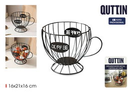 Quttin Organizador de Metal para Cápsulas de Café y Tazas, 22 cm de Largo x 16 cm de Ancho x 15.9 cm de Alto (8 Unidades)