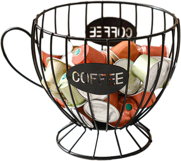 Quttin Organizador de Metal para Cápsulas de Café y Tazas, 22 cm de Largo x 16 cm de Ancho x 15.9 cm de Alto (8 Unidades)