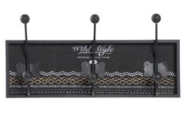 DKD Home Decor Perchero de Pared Cenefa Colonial Negro