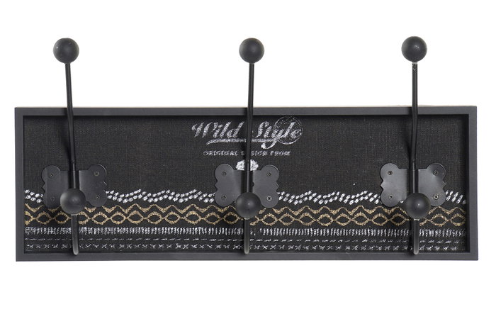 DKD Home Decor Perchero de Pared Cenefa Colonial Negro DKD Home Decor Perchero de Pared Cenefa Colonial Negro