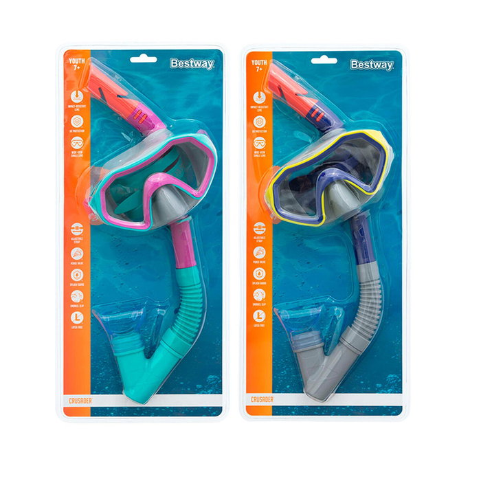 Bestway Conjunto Máscara y Tubo Junior con Válvula de Purga Multicolor