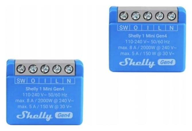 Shelly 1 Mini Gen4 Pack de 2 Relés Inteligentes 8A Shelly 1 Mini Gen4 Pack de 2 Relés Inteligentes 8A