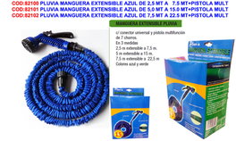 PLUVIA Kit Manguera Extensible Azul 7,5 m a 22,5 m con Pistola Multiuso