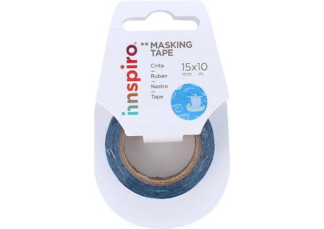 Innspiro Cinta masking tape Washi barcos azul 15mm x 10m Serie Ultramar