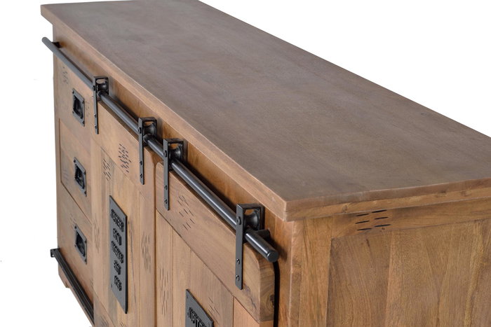 Giner y Colomer Aparador Industrial Madera de Mango Metal Natural 80 x 165 x 45 cm