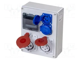 PAWBOL Cuadro de distribución IP44 ABS con tomas CEE