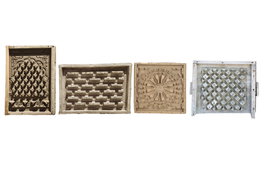 DKD Home Decor Set de 4 piezas de decoración de pared de madera 68x8x50