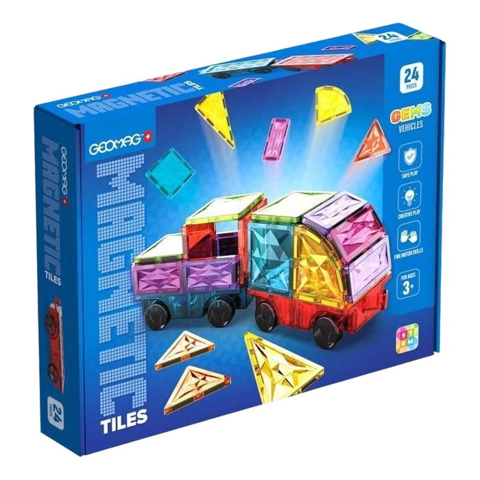 Geomag Fichas Gemas Vehículos con Efecto Cristal - 24 piezas