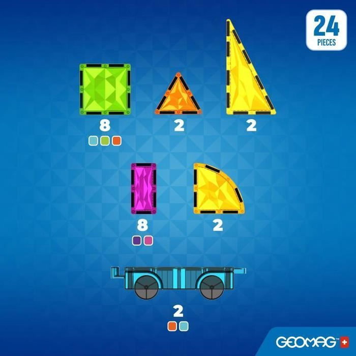 Geomag Fichas Gemas Vehículos con Efecto Cristal - 24 piezas