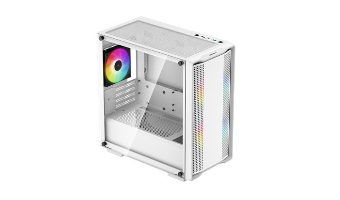 DeepCool CC360 Caja Gaming Micro-ATX Blanco con 3 Ventiladores ARGB Preinstalados y Ventana de Cristal Templado - Compatible con Placas ATX/Mini-ITX y Refrigeración Líquida