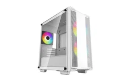DeepCool CC360 WH ARGB Torre PC Mini ATX/ITX con Ventana de Cristal Templado, Blanco, Incluye 3 Ventiladores ARGB, Soporte para Gráficas Largas