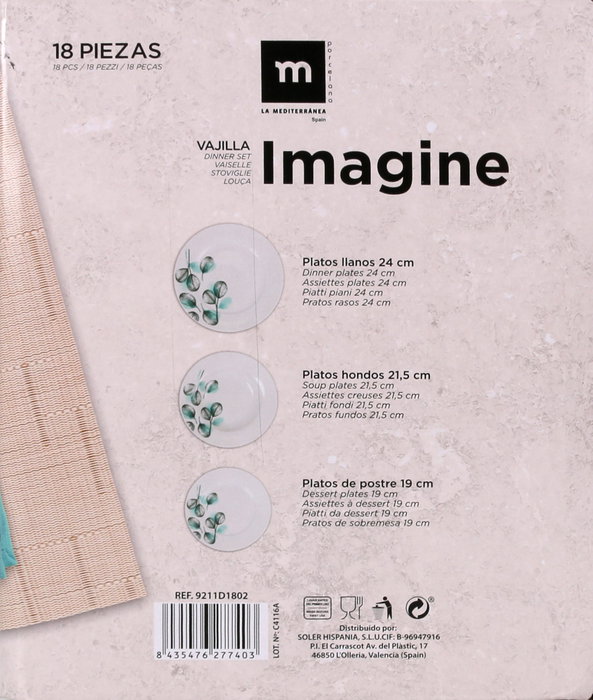 La Mediterranea Vajilla Redonda Imagine 18 Piezas
