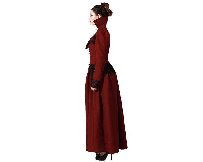 Disfraz de Vampiresa con Vestido Largo Victoriano, Encaje Negro, Morado, Talla M-L Disfraz de Vampiresa con Vestido Largo Victoriano, Encaje Negro, Morado, Talla M-L