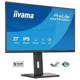 iiyama ProLite XB2797QSU-B1 Monitor de 27" (68,6 cm) IPS Quad HD 2560x1440, 75Hz, 1ms, FreeSync, panel mate, 4 puertos USB (incl. USB-C), negro