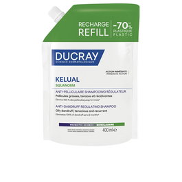 Ducray Kelual Squanorm Champú Anticaspa Grasa Recarga 400 ml, Tecnología Probiotic-Science, Control del Sebo, Limpieza Profunda y Alivio del Picor