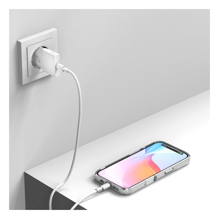 4smarts Kit Premium 3 en 1 para iPhone 16 Pro: Funda Transparente, Protector Pantalla 9H, Cargador Blanco