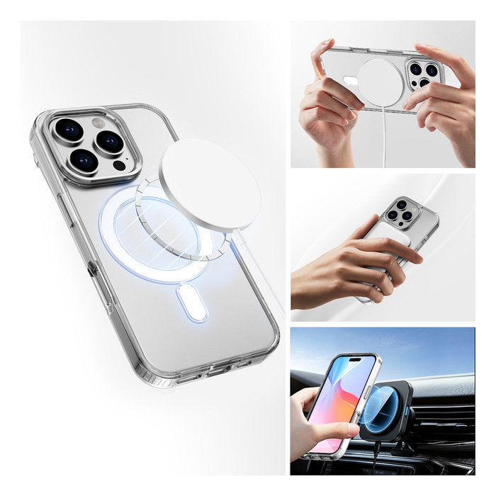 4smarts Kit Premium 3 en 1 para iPhone 16 Pro: Funda Transparente, Protector Pantalla 9H, Cargador Blanco