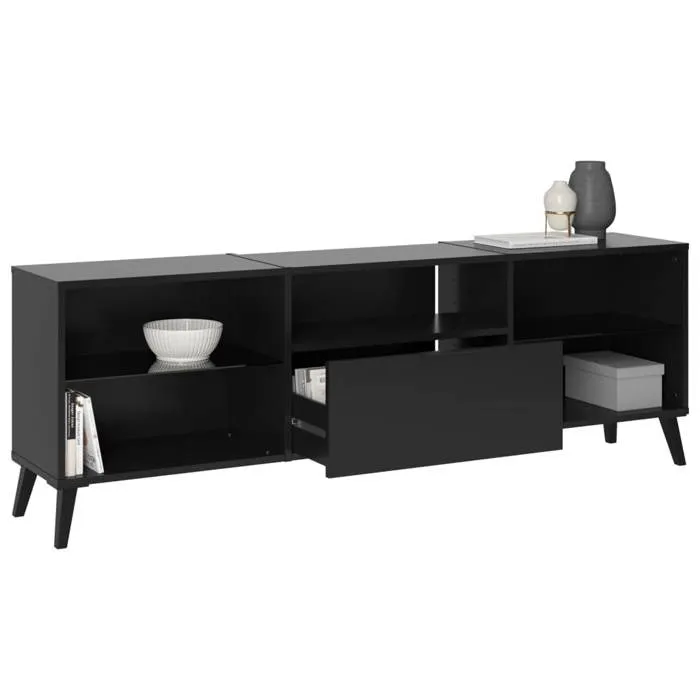 FMD Mueble Bajo TV/Hifi FMD4029494126405 Negro L153,5 x H52 x D31,5 cm