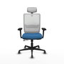PIQUERAS Y CRESPO Silla de oficina Haches con mecanismo Sincro/Traslack, Azul claro y Blanco