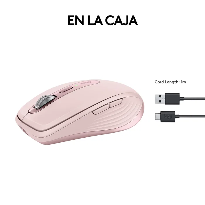 Logitech MX Anywhere 3S Rosa, Ratón Inalámbrico 8000 DPI, Bluetooth/RF