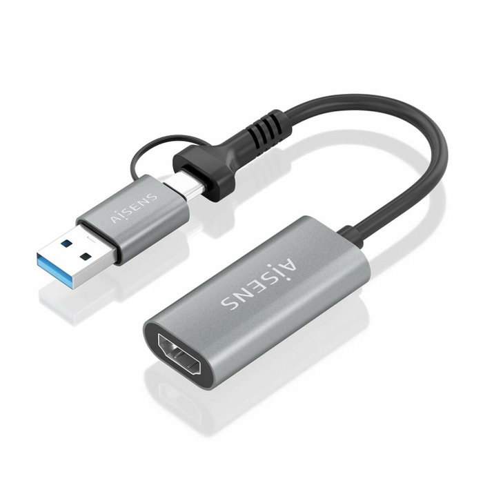 Aisens Conversor Aluminio USB-A y USB-C a HDMI 1080P@60Hz Gris