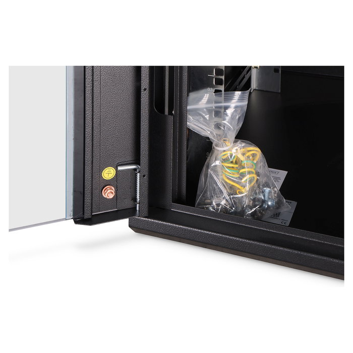 Digitus Armario Rack de Pared Dynamic-N 7U, 600x600x385 mm (AnxPrxAl), Negro, Cristal/Acero, 60 kg, Gestión Cable, Kit Montaje