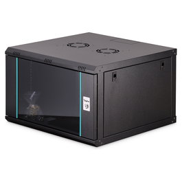 Digitus Armario Rack de Pared Dynamic-N 7U, 600x600x385 mm (AnxPrxAl), Negro, Cristal/Acero, 60 kg, Gestión Cable, Kit Montaje