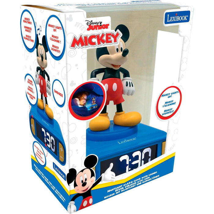 Lexibook Reloj Despertador Disney Mickey RL800MCH con Luz Nocturna y Sonidos