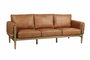 DKD Home Decor Sofá de Fresno y PU Marrón 220x80x82 cm