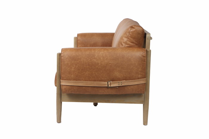 DKD Home Decor Sofá de Fresno y PU Marrón 220x80x82 cm DKD Home Decor Sofá de Fresno y PU Marrón 220x80x82 cm