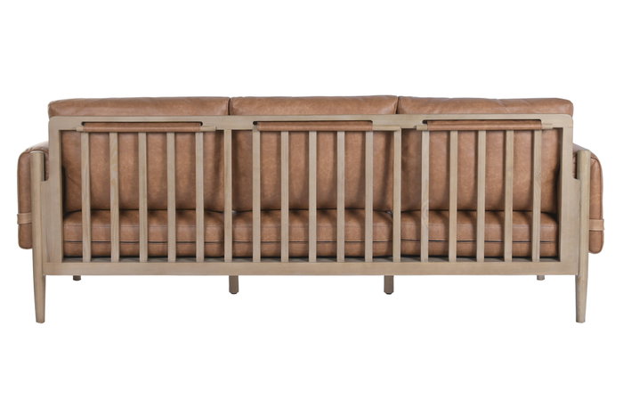 DKD Home Decor Sofá de Fresno y PU Marrón 220x80x82 cm DKD Home Decor Sofá de Fresno y PU Marrón 220x80x82 cm
