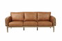 DKD Home Decor Sofá de Fresno y PU Marrón 220x80x82 cm