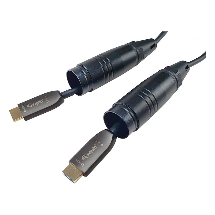 EQUIP Cable Óptico Activo HDMI 2.1, 50m, 8K/60Hz, HDR, Ethernet, 4K/120Hz, 48Gbps, Modelo 119422, Negro