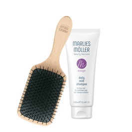 Set Marlies Moller: Marine Moisture, Scalp Brush + Daily Mild, Silicone Free, Hair Shampoo, Deep Cleansing, 100 ml