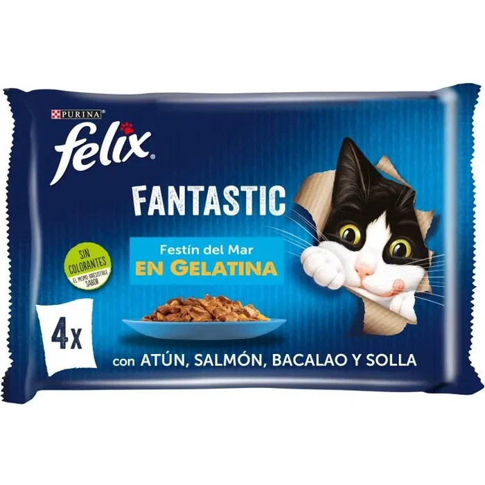 Felix Fantastic Sabores Mar Jelly 12x4x85g Comida Gato Felix Fantastic Sabores Mar Jelly 12x4x85g Comida Gato