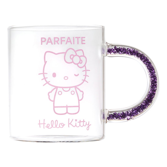 Hello Kitty Taza de Vidrio con Detalles Decorativos, 300 ml