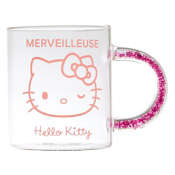 Hello Kitty Taza de Vidrio con Detalles Decorativos, 300 ml