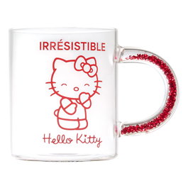 Hello Kitty Taza de Vidrio con Detalles Decorativos, 300 ml