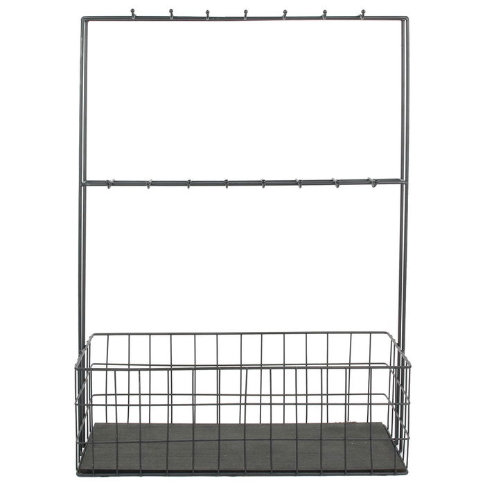 Home Deco Factory Vallee Outlet Soporte Cesta Con 16 Ganchos para Copas y Botellas, Estructura Diseño Industrial, Cocina o Minibar 44x18,5x63 cm