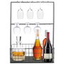 Home Deco Factory Vallee Outlet Soporte Cesta Con 16 Ganchos para Copas y Botellas, Estructura Diseño Industrial, Cocina o Minibar 44x18,5x63 cm