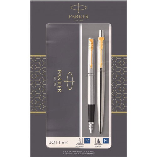 Parker Juego Jotter GT Acero con detalles dorados (Pluma + Bolígrafo) sun-sku