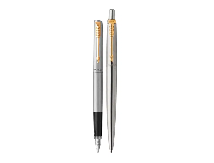Parker Juego Bolígrafo y Pluma Duo Jotter Acero Inoxidable Acabado Dorado