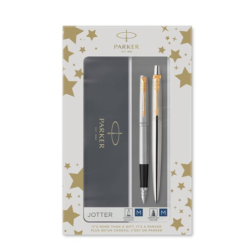 Parker Juego Jotter GT Acero con detalles dorados (Pluma + Bolígrafo) sun-sku