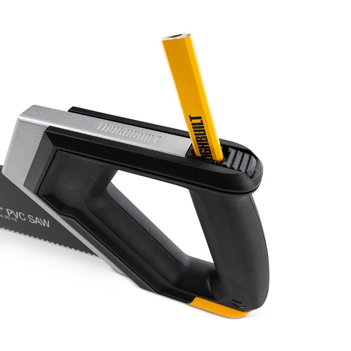 Toughbuilt Serrucho para PVC y Plástico 450 mm, Acero Alto Carbono 10 TPI, con Mango Ergonómico y Regla Integrada Toughbuilt Serrucho para PVC y Plástico 450 mm, Acero Alto Carbono 10 TPI, con Mango Ergonómico y Regla Integrada