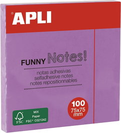 APLI PAPER Pack de 12 tacos de notas adhesivas 75x75 mm lila pastel