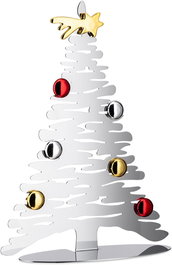 Alessi BM06/30 Árbol de Navidad de Acero Inoxidable para Colgar Fotos y Recuerdos - Decoración Navideña Diseño Boucquillon & Maaoui, Alto 45 cm
